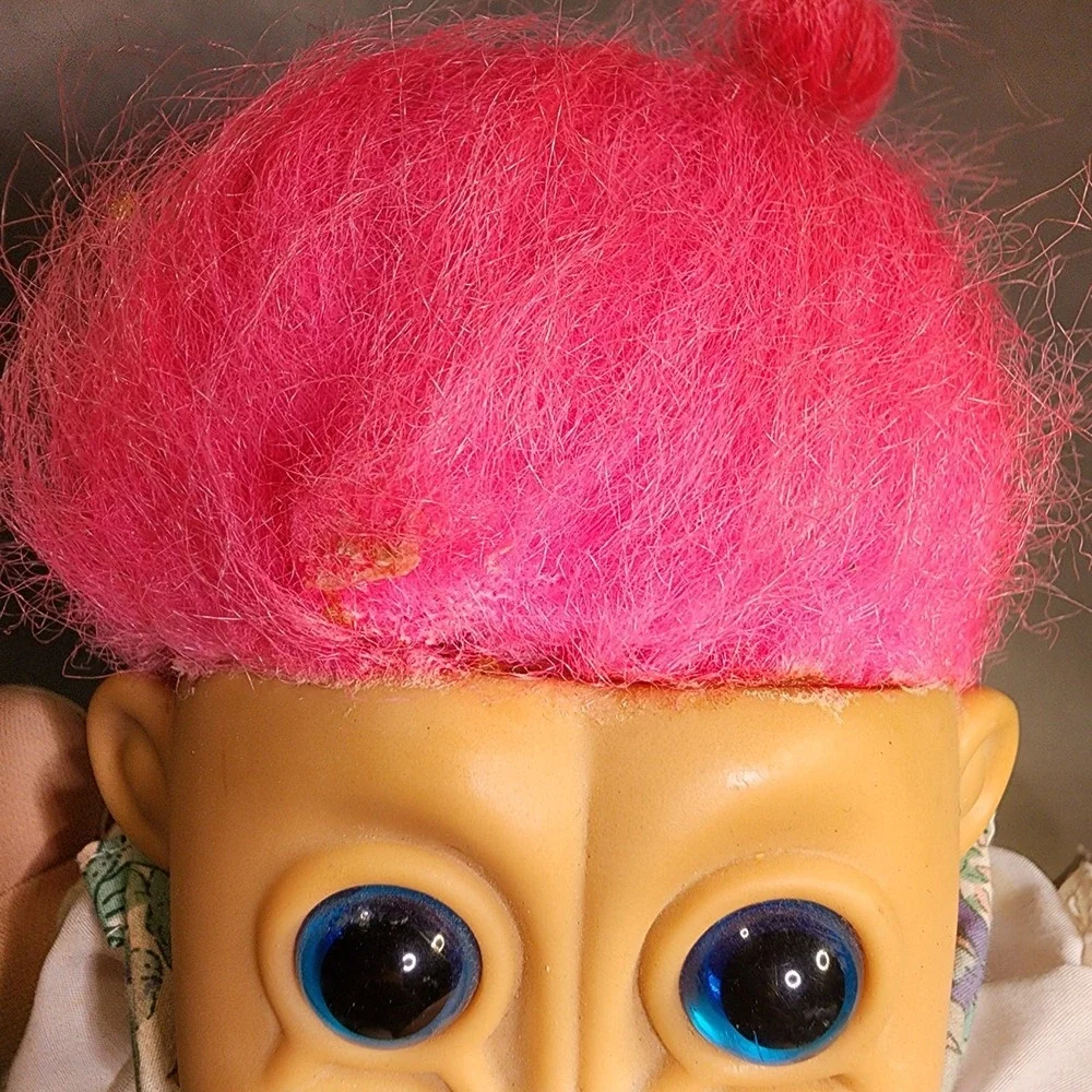 Russ Berrie Troll Plush Floral Dress Pink Hair Soft Body 12